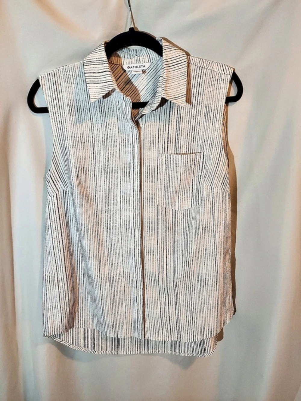 Athleta Everlasting Tank Sleeveless Button Down Amara Stripe White S